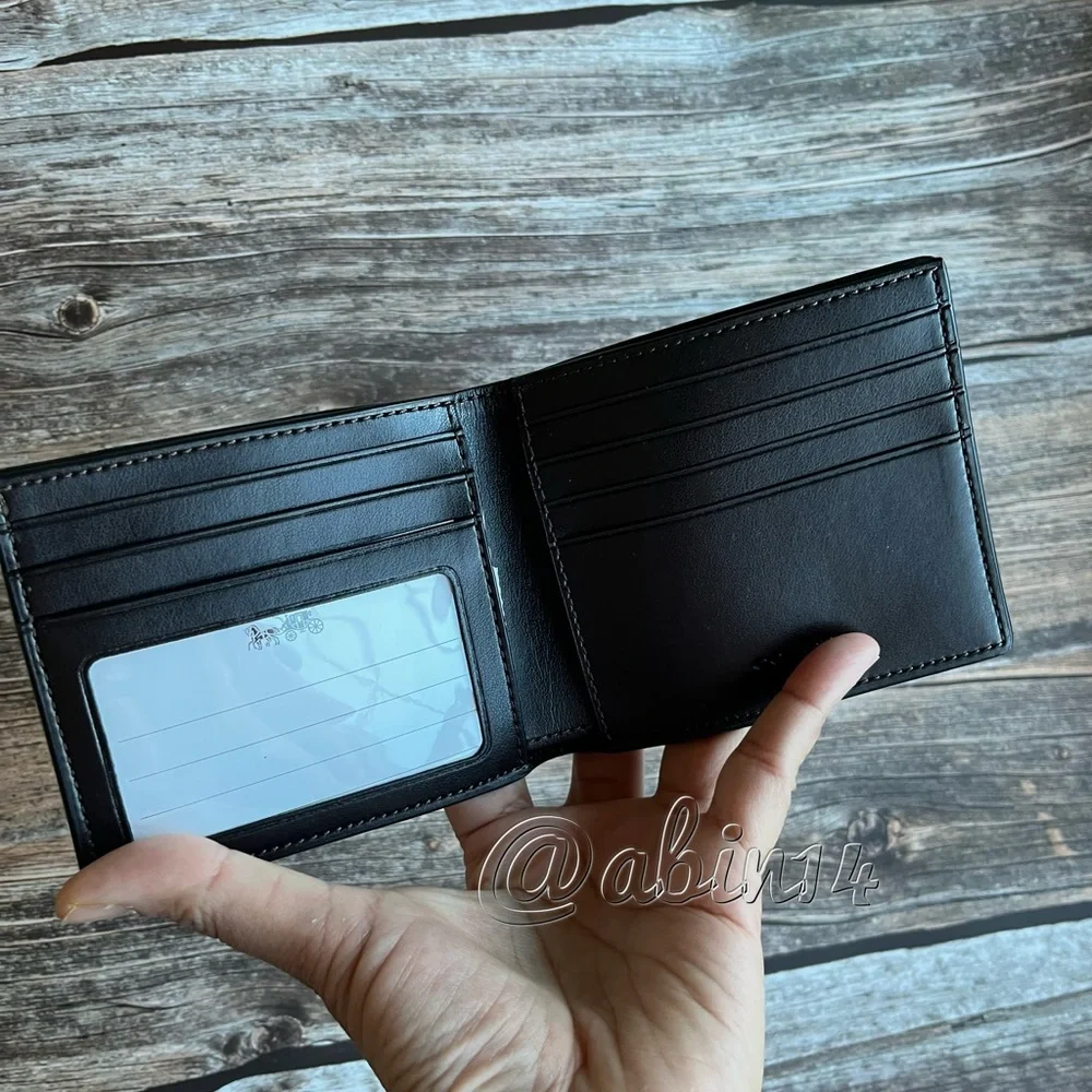 NWT Coach Signature Leather Canvas ID Billfold Wallet